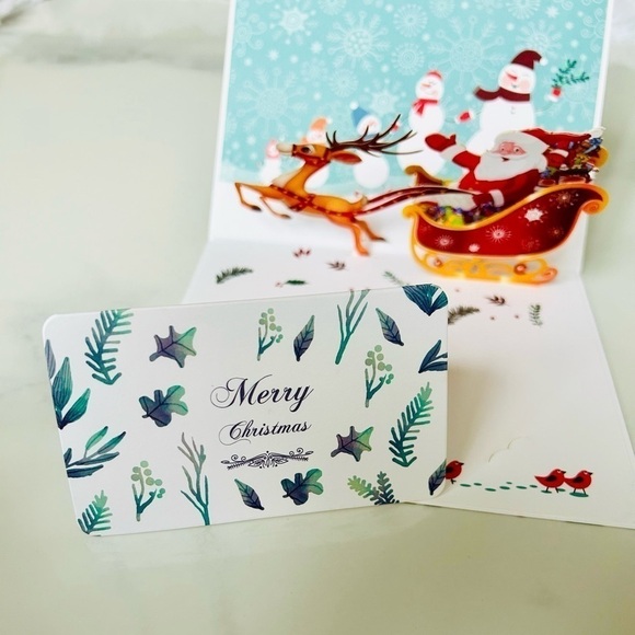 NWT 3D Pop Up Laser Cut Christmas Card Holiday Santa’s Sleigh - Picture 4 of 11